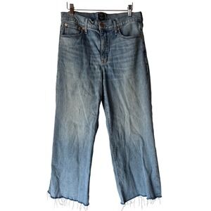 J.Crew Wide-Leg Crop Jeans Light Wash Raw Hem Size 30